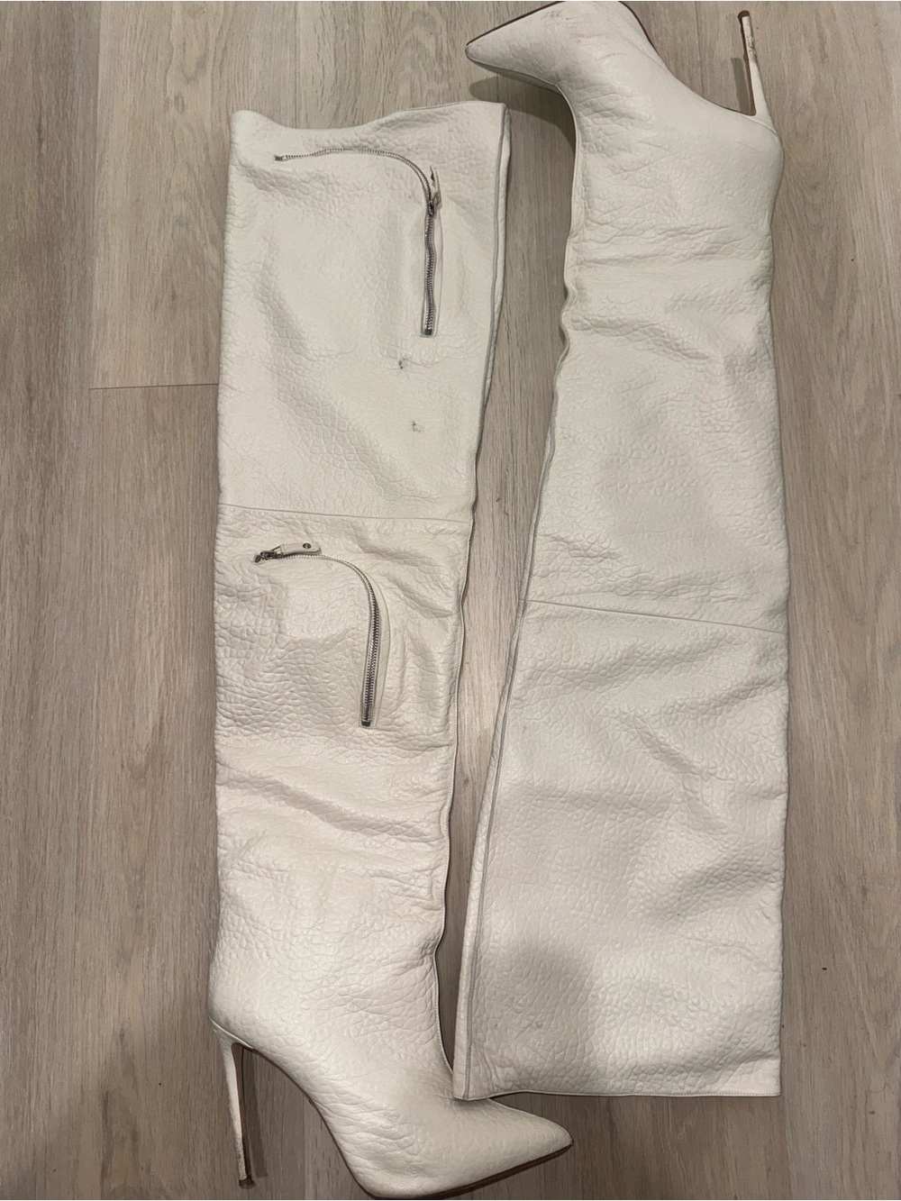 Monika Chiang White Over-the-Knee Stiletto Boots